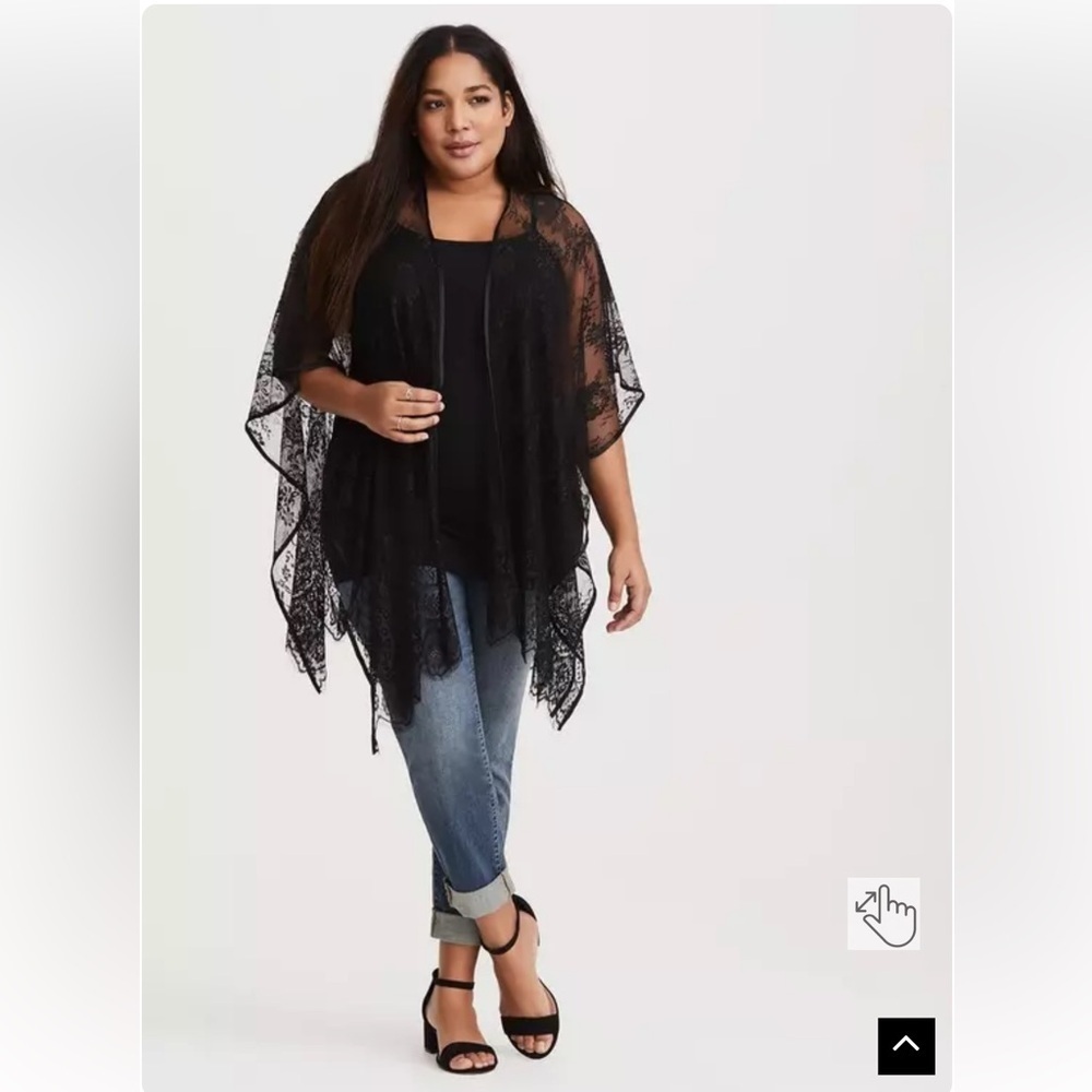 Torrid Black Lace Ruana Kimono Duster